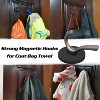 LunaLulinlk Strong Magnetic Double Hooks, 2 Pack Heavy Duty Sturdy Coat Magnetic Hangers, Rubber Magnets Large Hooks (Brushed Nickel) - 3 of 4