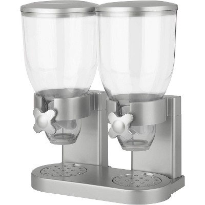 Dry Food Dispenser with Dual Control, Silver Indispensable Food Storage Container