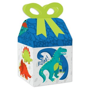 Big Dot of Happiness Roar Dinosaur - Square Favor Gift Boxes - Dino Mite Trex Baby Shower or Birthday Party Bow Boxes - Set of 12 - 1 of 4