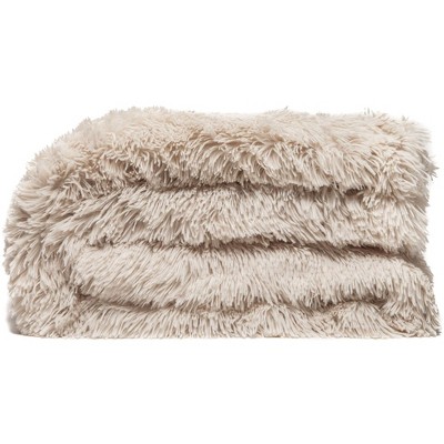 Twin Off-White Faux Fur Sherpa Fleece Throw Blanket