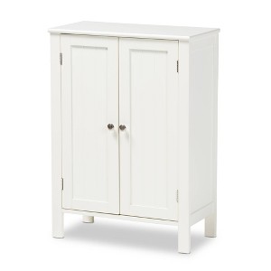 Baxton Studio Thelma 2 Door Wood Multipurpose Storage Cabinet White: Transitional Style, 10 Shelves, MDF Construction - 1 of 4