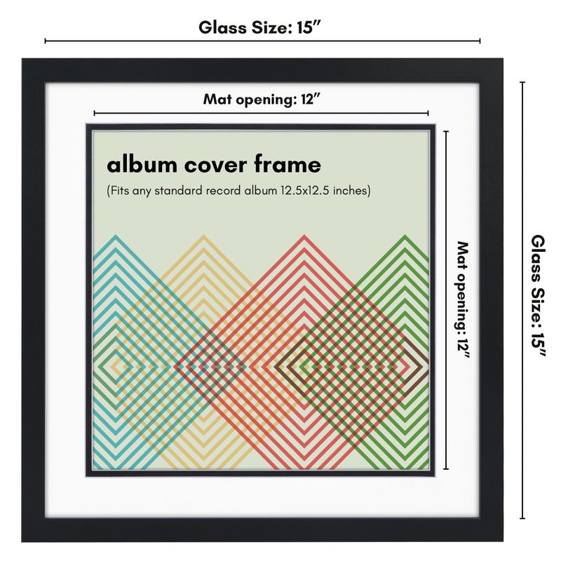 Americanflat Square Record Vinyl Art Cover Frame - 15x15 - Black, 2 of 9
