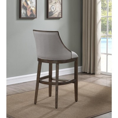 Elegant Saddle Style Driftwood Brown Wood Counter Stool