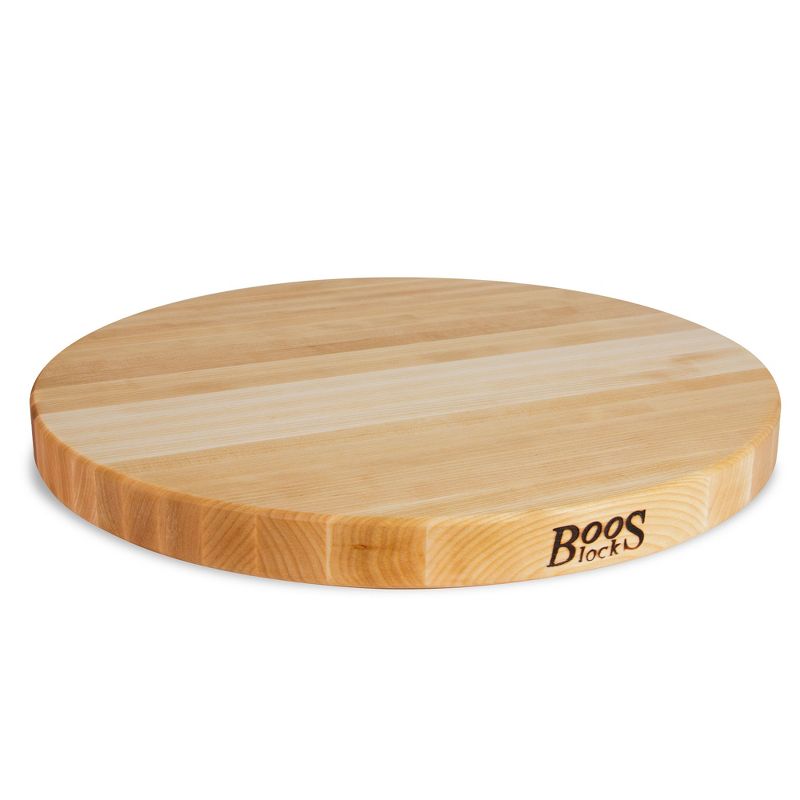 John Boos R18 R Board Wooden 1.5 Inch Thick Reversible Round Circular Carving Cutting Board, 1 of 8