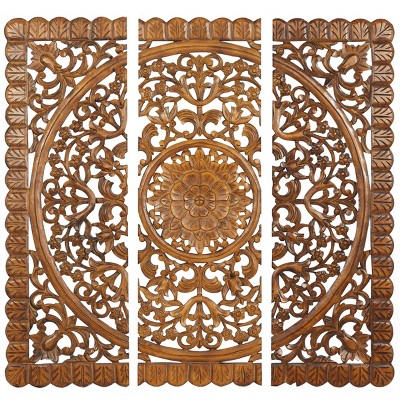 Traditional Ornamental Framed Wall Canvas Brown - Olivia & May