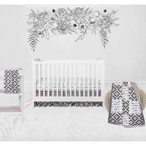 Bacati - Love  Gray/Silver 4 pc Crib Bedding Set with Diaper Caddy - 1 of 4