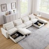 NicBex U-Shaped Corduroy Sectional Sofa,4 Seater Couch with 2 Storage Ottomans and 4 Waist Pillows for Living Room,Bedroom - 4 of 4