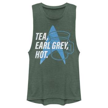 Juniors Womens Star Trek: The Next Generation Cup Of Tea Earl Grey Hot, Captain Picard Festival Muscle Tee