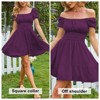 EXLURA Women's 2025 Summer Short Puff Sleeve Casual Short Mini Dresses Tie Back Square Neck A-Line Sundress - 2 of 4