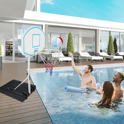 Poolside Basketball Hoop, 3.1FT-4.7FT Height Adjustable Pool Basketball Hoop With 35 Inch Backboard, Portable Basketball Goal System