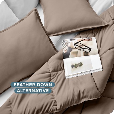 Oversized Queen Taupe Microfiber Down Alternative Comforter Set
