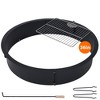 COZONY Outdoor Fire Pit Ring, Heavy Duty Wood Burning Firepit for Camping, Backyard & Bonfire, Round Metal Fire Pit with Tongs, Black - 3 of 4