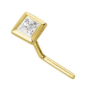 Jewelry Avalanche Bezel Set Princess Cut Moissanite L-Shape Nose Stud, Solid 14K Gold, 22G - 1 of 4