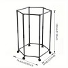 Heavy-Duty 360¡ã Rotating Hexagonal Clothes Rack w/Wheels, Large Capacity Metal Garment Organizer, Space-Saving Wardrobe Storage Stand - 2 of 4