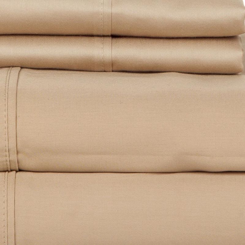 Castle Hill London 410 Thread Count Cotton Sateen Sheet Set Deep Pocket - Taupe, 3 of 5