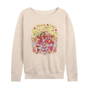 Women's - Marvel - Avengers Floral Lightweight French Terry Wide Neck Long Sleeve Shirt - 1 of 4