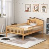 ELJGET Twin Size Kids Bed with Storage, Solid Wood House Headboard, Safety Guardrails, Sturdy Platform Bed Frame for Children’s Bedroom - 3 of 4