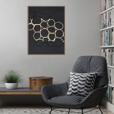 Gold Combo III Abstract Canvas Art with Bronze Frame