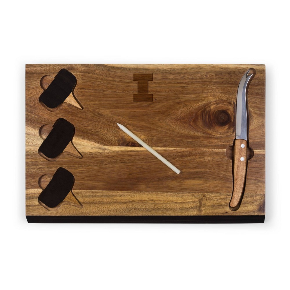 Photos - Chopping Board / Coaster NCAA Illinois Fighting Illini Delio Acacia Wood Cheese Cutting Board and T