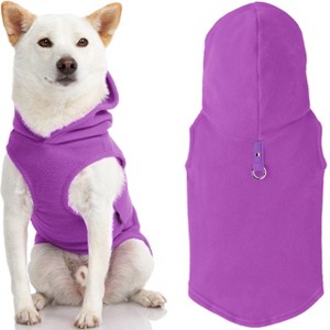 Gooby Fleece Vest Hoodie, Small Dog Pull Over Hooded Fleece Jacket with Leash Ring, Purple, X - 1 of 1