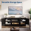Rattan TV Stand Fits TVs Up to 65 Inches, Farmhouse Entertainment Center with Cabinets and Open Shelves - 4 of 4