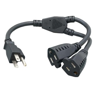 Sanoxy 14 inches Power Cord Splitter Cable 14 AWG (2 NEMA 5-15R to 1 NEMA 5-15P) - 1 of 3