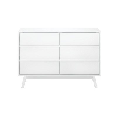 White Mid-Century Modern 6-Drawer Dresser for Nursery