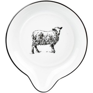 Omniware Country Farm Spoon Rest, 4" - Stoneware Utensil Holder with Lead-Free Glaze - Sheep Design with Handle Spout, Heat-Resistant - 1 of 1
