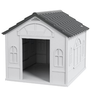 Plastic Dog House for Medium and Small Dogs, Water Resistant Puppy Shelter Indoor Outdoor with Door, Easy to Assemble - 1 of 4