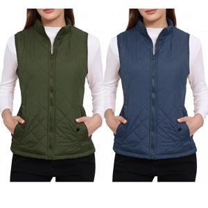 INSPIRE CHIC Women's Stand Collar Lightweight Gilet Quilted Zip Vest 2 Packs - 1 of 4
