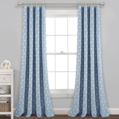 84"x52" Seaside Starfish Blackout Window Curtain Panel Blue - Lush Décor
