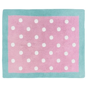Turquoise & Pink Polka Dot Rug (2