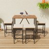 5-Piece Outdoor Acacia Wood Bar Height Table And Four Stools With Cushions - 2 of 4
