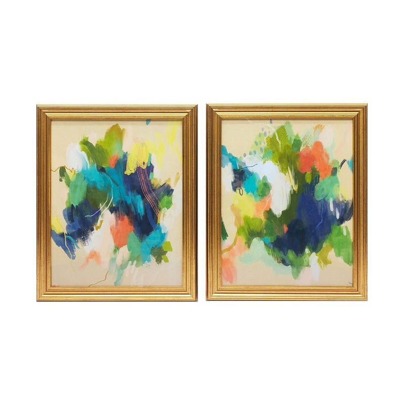 Gallery 57 (Set of 2) 16&#34;x20&#34; Colorful Abstracts Vintage Framed Canvas Wall Arts, 1 of 6