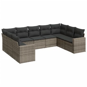 vidaXL Garden Sofa Set Grey PE rattan, powder-coated steel, polyester - 1 of 4