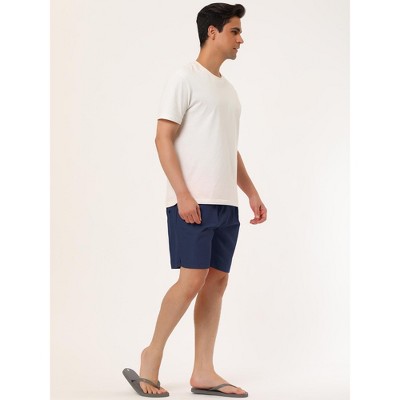 Lars Amadeus Men's Solid Color Drawstring Lightweight Swimwear Beach Board Shorts 2 Packs Navy/Red 34 — фото 4
