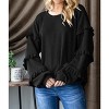 Coolmee Women's Blouse V Neck Long Sleeve Blouse Loose Ruffles Off Shoulder Waffle Knit Solid Color Tops Fall Tee Shirts - 2 of 4