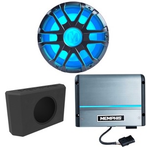Memphis MM1224 12" Marine Subwoofer with MM600.2V 2-Channel Marine Amplifier and Single 12" enclosure Compatible with Ford Bronco tailgate - 1 of 4