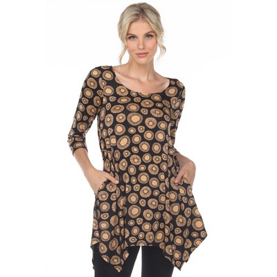 Women's Printed Geometric Circle Tunic Top - White Mark