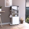 VYNXARIA Modern Kitchen Cart 39" H, Single Door Cabinet, Four Wheels, One Side Shelf, White - 2 of 4
