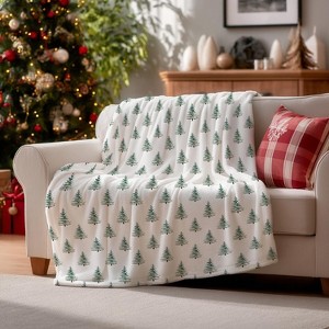Lomsoe Christmas Flannel Blanket Throw, Christmas Trees Boho Soft Cozy Flannel Blankets for Couch Sofa Bed. - 1 of 4