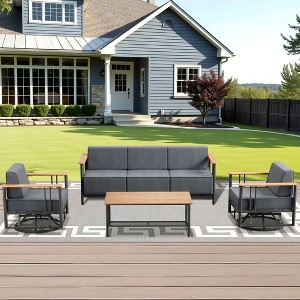 Outdoor Swivel Rocker Patio Chairs High Back Wicker Patio Furniture - 1 of 4