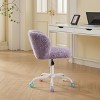 Office Chair Faux Fur Upholstered Adjustable Swivel Seat for Home Office or Vanity-3irtyhousy - 2 of 4