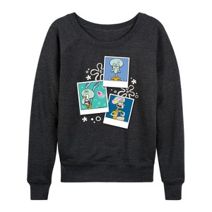 Women's - SpongeBob SquarePants - Squidward Photos Lightweight French Terry Wide Neck Long Sleeve Shirt - 1 of 4