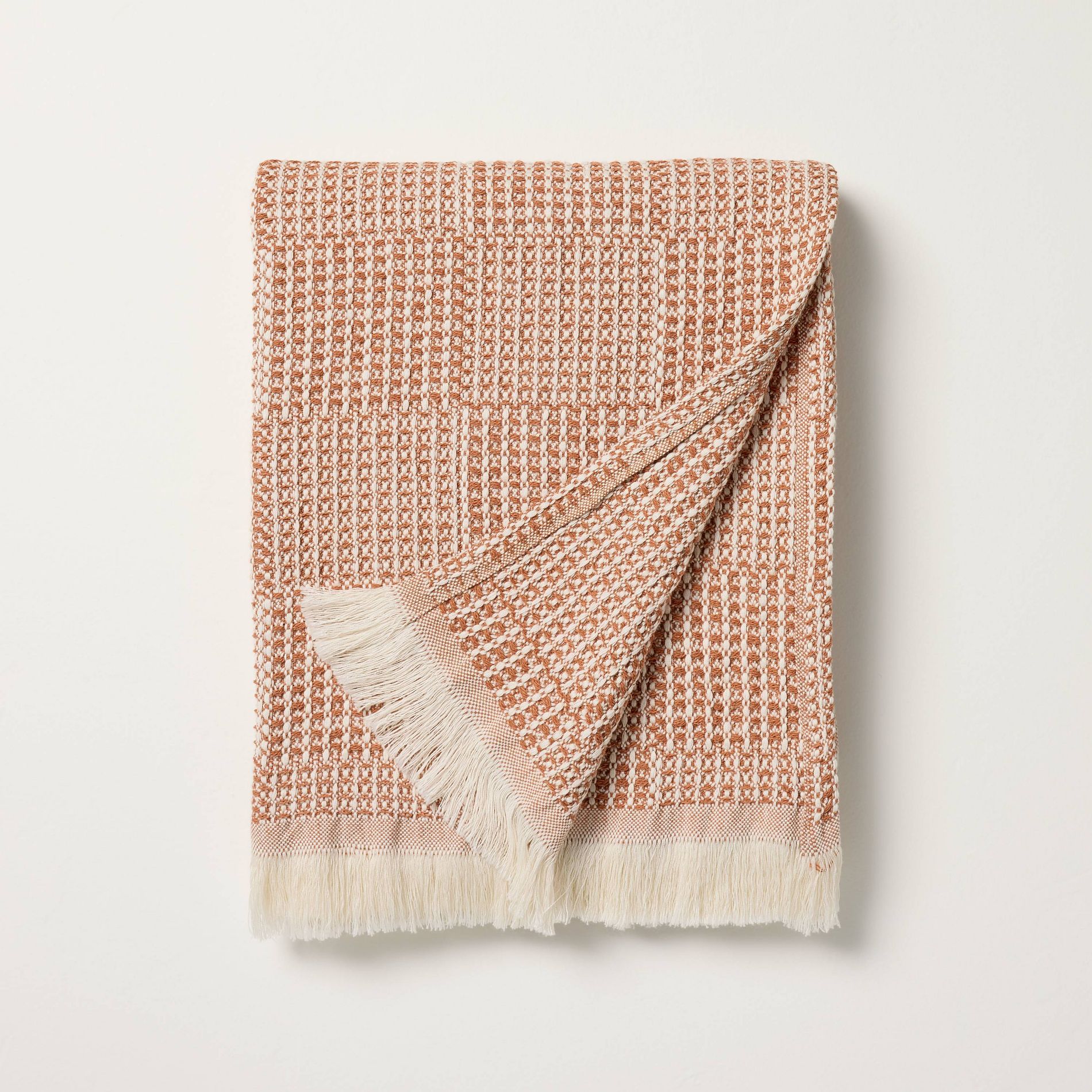 Checkered Knit Throw Blanket Rusted - Hearth & Hand™ with Magnolia