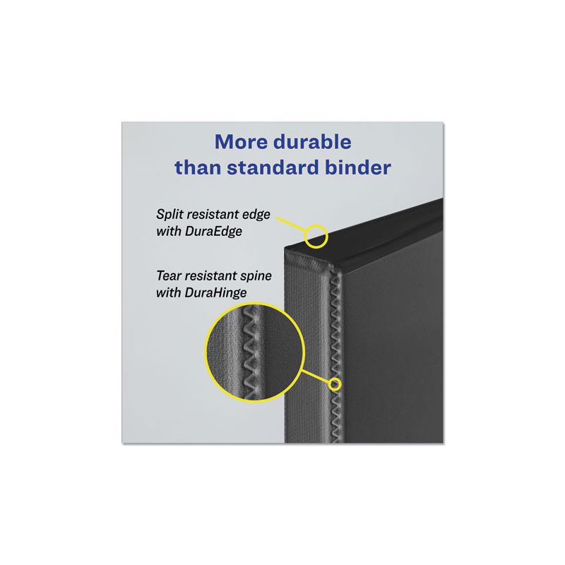Avery Durable View Binder with DuraHinge and Slant Rings, 3 Rings, 1" Capacity, 11 x 8.5, Black, 4 of 8
