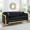 84" Velvet Luxury Tufted 3-Seater Sofa with Gold Accents - 4 of 4