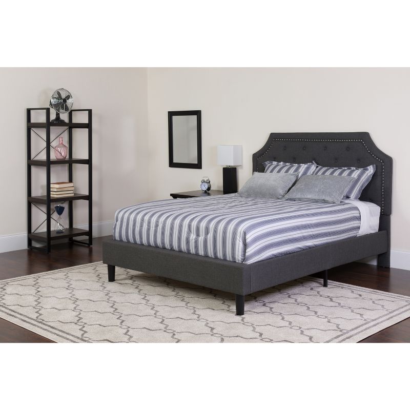 Flash Furniture Brighton Queen Size Tufted Upholstered Platform Bed in Dark Gray Fabric with Memory Foam Mattress, 2 of 5
