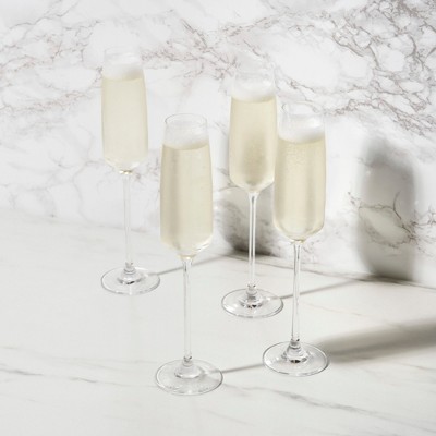 Julien 5.75oz Clear Crystal Champagne Flute Glasses Set of 4
