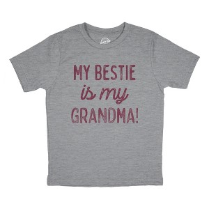 Youth Funny T Shirts My Bestie Is My Grandma Sarcastic Graphic Novelty Tee For Young Kids - Crazy Dog Youth T Shirt Gift for Grandma - 1 of 4